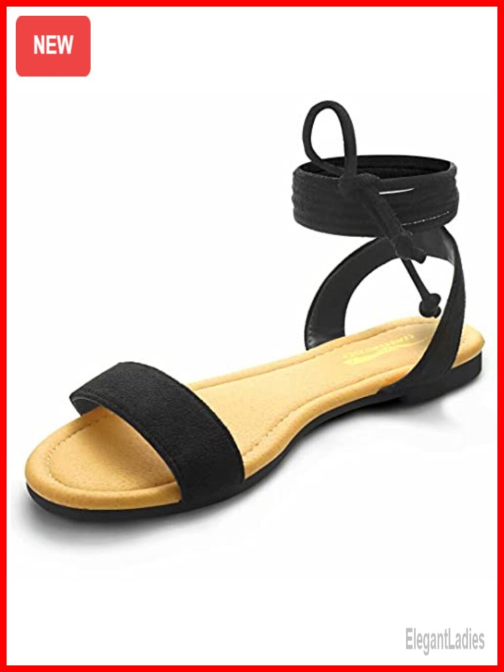 Women's Open Toe Ankle Wrap Lace Up Flat Sandals - Comfortable Casual Shoes